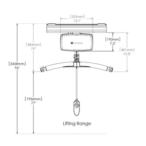 Handicare C800 bariatric ceiling lift dimensions