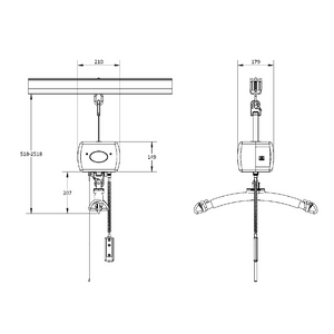 CP440 ceiling lift dimensions 