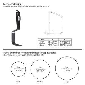 Handicare Prism Medical Patient Independent Lifter Leg Support Sizing Guide – VIVA Mobility