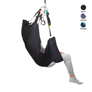 Handicare Hammock Sling with head support in Spacer fabric side view | Patient Slings - VIVA Mobility
