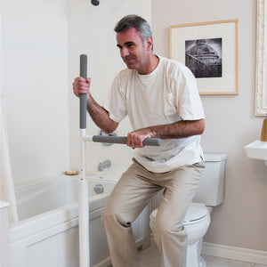 HealthCraft Advantage Rail user toilet transfer – Bathroom Safety | VIVA Mobility